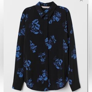 H & M Floral Long Sleeve Button Up Blouse Size 4